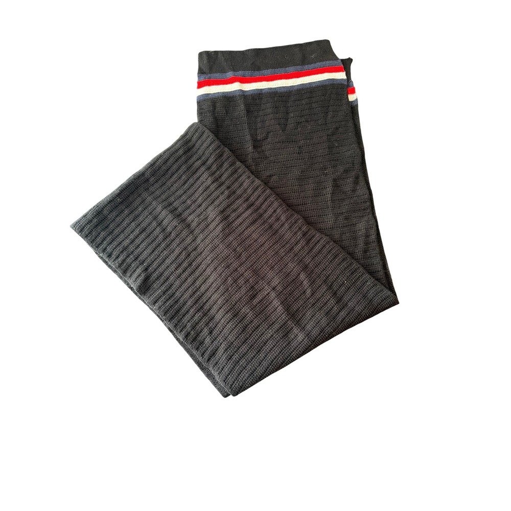Tommy Hilfiger Navy Blue Ribbed Knit Scarf Red White Blue Stripe‎ 100% Acrylic